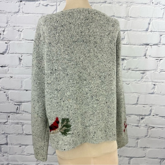 💸Sold💸 Northern Isles Bird Cardigan Sweater Med Cardinals Blue Jays Embroidered - Picture 4 of 13
